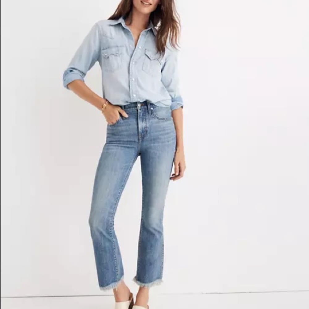 Madewell Cali Demi Boot Denim Ankle Flare Raw Hem